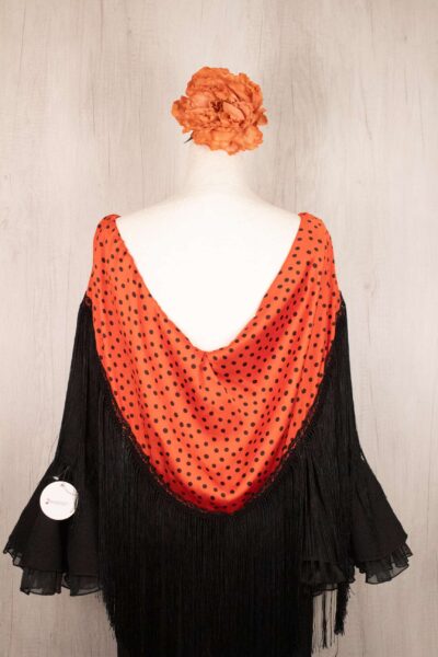 Mantón niña rojo con lunares negros