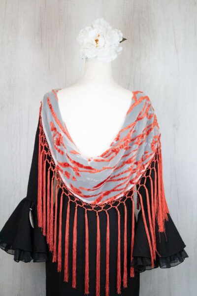 Mantón de cebra terciopelo naranja