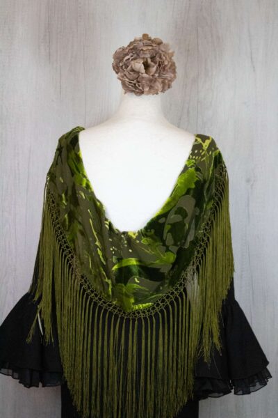 Mantón terciopelo verde botella