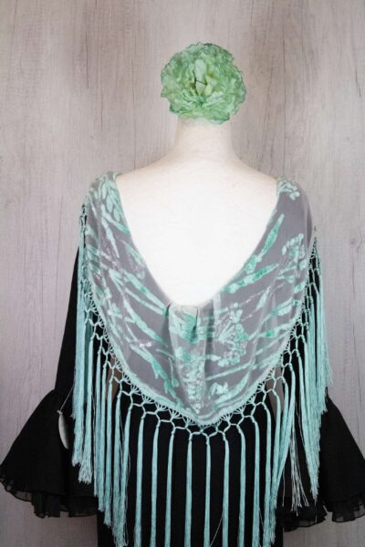 Mantón de cebra terciopelo celeste