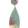 Pendiente de flamenca lágrima mediana esmaltado acuarela color verde agua y maquillaje degradado