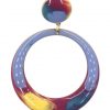 Pendiente de flamenca aro pequeño esmaltado acuarela multicolor cardenal, celeste, verde y amarillo degradado