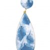 Pendiente de flamenca lágrima mediana esmaltado acuarela color azul petróleo degradado