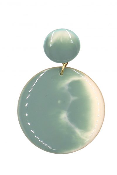 Pendiente de flamenca círculo pequeño esmaltado acuarela color verde agua antiguo degradado