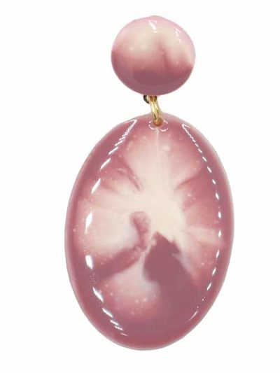 Pendiente de flamenca pequeño esmaltado acuarela color maquillaje degradado