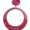Pendiente de flamenca aro pequeño esmaltado acuarela color sangría degradado