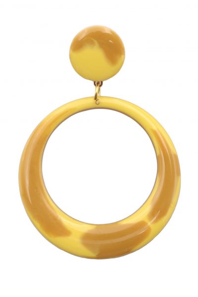 Pendiente de flamenca aro pequeño esmaltado acuarela color mostaza degradado