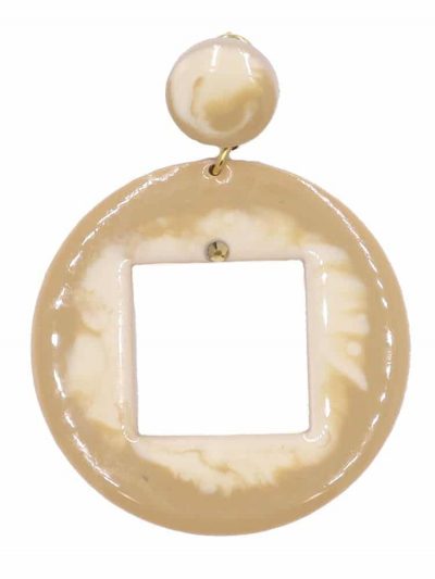 Pendiente de flamenca grande esmaltado acuarela color beige degradado