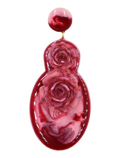Pendiente de flamenca grande esmaltado acuarela color burdeos degradado