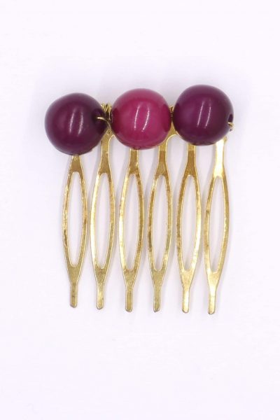 Peinecillo de flamenca pequeño piedras nácar color morado y buganvilla