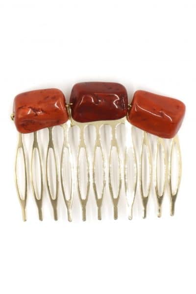 Peinecillo de flamenca mediano piedras nácar color rojo