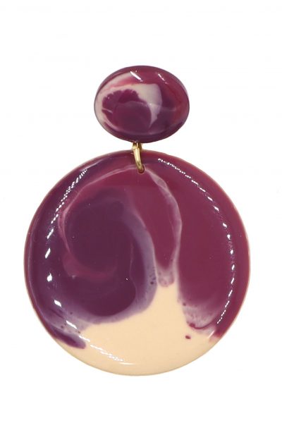 Pendiente de flamenca círculo pequeño esmaltado acuarela color cardenal degradado