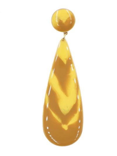 Pendiente de flamenca lágrima grande esmaltado acuarela color mostaza y amarillo degradado