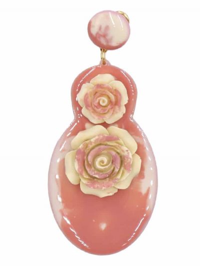 Pendiente de flamenca grande esmaltado acuarela color salmón degradado