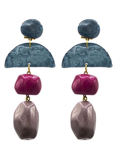 Pendiente de flamenca mediano piedras nácar color ducado, buganvilla y maquillaje