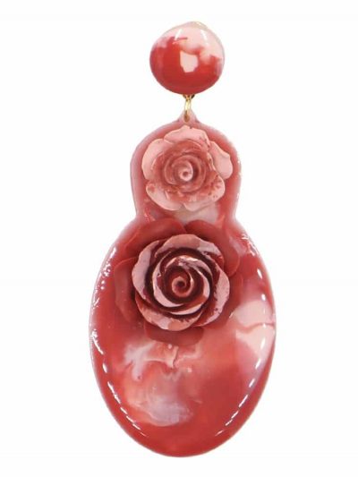 Pendiente de flamenca grande esmaltado acuarela color coral degradado