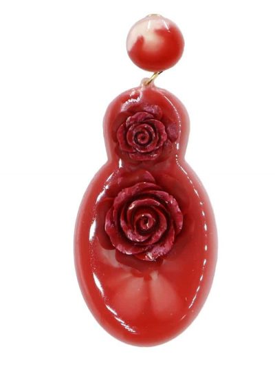 Pendiente de flamenca grande esmaltado acuarela color rojo degradado