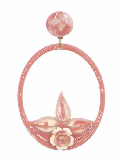 Pendiente de flamenca aro grande esmaltado acuarela color coral degradado