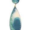 Pendiente de flamenca lágrima mediana esmaltado acuarela color verde agua y aguamarina degradado