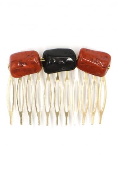 Peinecillo de flamenca mediano piedras nácar color rojo y negro