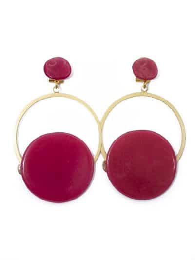 Pendiente de flamenca aro grande piedra cristal color rosa