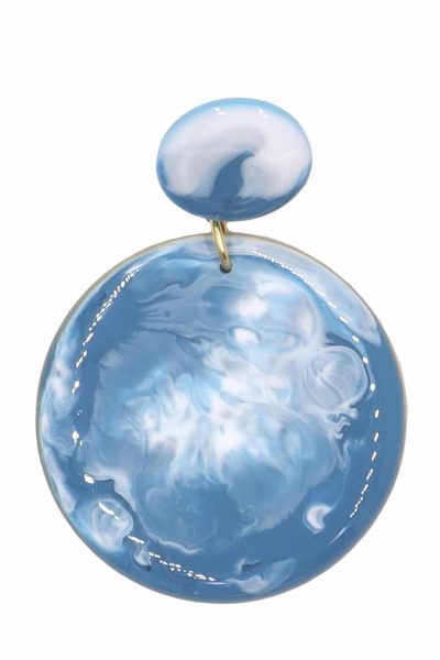 Pendiente de flamenca círculo pequeño esmaltado acuarela color azul petróleo degradado