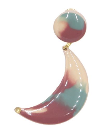 Pendiente de flamenca pequeño esmaltado acuarela color maquillaje y verde agua degradado