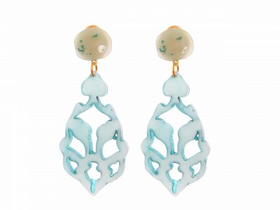 Pendiente de flamenca de lagrima enrejado color Aguamarina