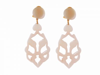 Pendiente de flamenca de lágrima enrejado color Blanco