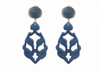 Pendiente de flamenca de lágrima enrejado color Azul Zafiro