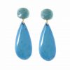 Pendiente de flamenca de lágrima plana de piedra cristal color Azul Zafiro
