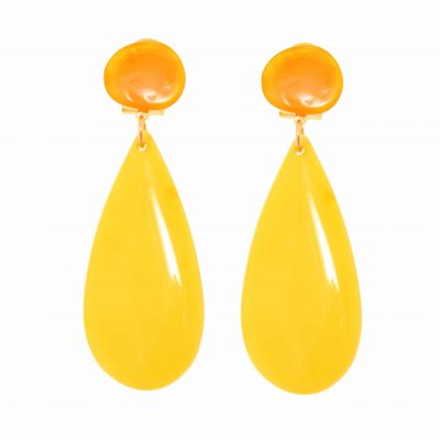 Pendiente de flamenca de lágrima plana de piedra cristal color Yema