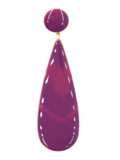 Pendiente de flamenca lágrima grande esmaltado acuarela color cardenal degradado