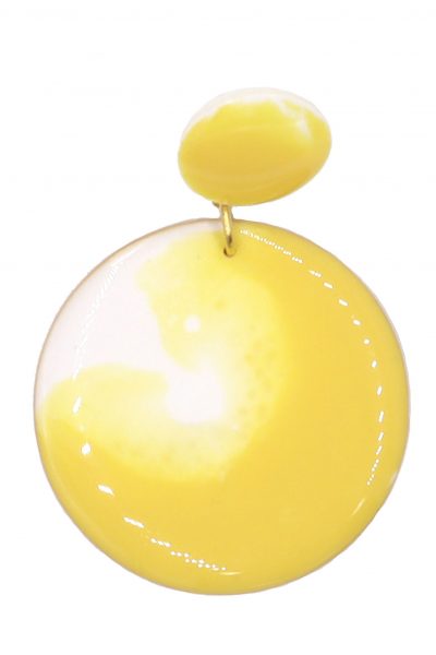 Pendiente de flamenca círculo pequeño esmaltado acuarela color amarillo degradado