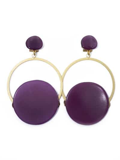 Pendiente de flamenca aro grande piedra cristal color cardenal