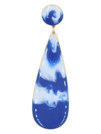 Pendiente de flamenca lágrima grande esmaltado acuarela color azulina degradado