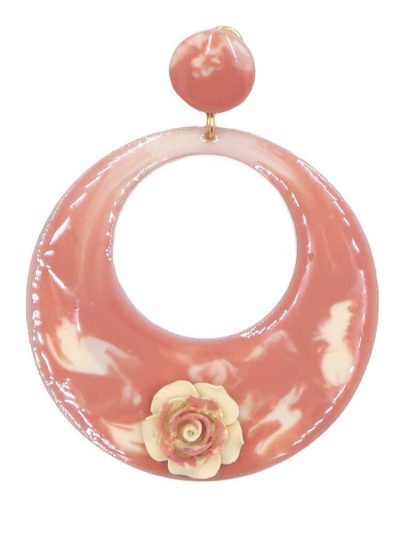 Pendiente de flamenca aro grande esmaltado acuarela color salmón degradado