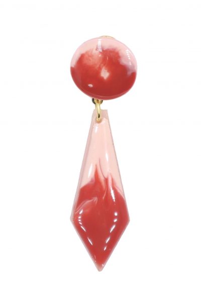 Pendiente de flamenca pequeño esmaltado acuarela color coral degradado