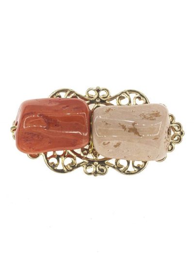 Broche de flamenca pequeño piedras nácar color coral y beige