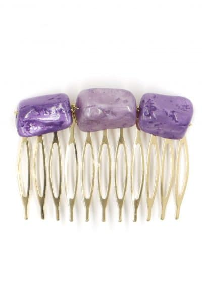 Peinecillo de flamenca mediano piedras nácar color morado y malva