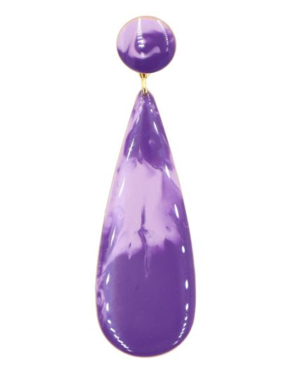 Pendiente de flamenca lágrima grande esmaltado acuarela color morado degradado