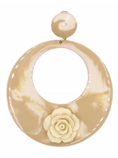 Pendiente de flamenca aro grande esmaltado acuarela color beige degradado