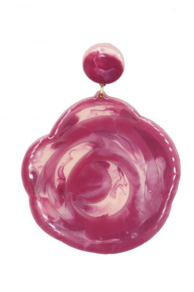 Pendiente de flamenca grande esmaltado acuarela color buganvilla degradado