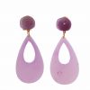 Pendiente de flamenca de lágrima de resina cristal color Malva