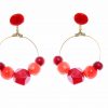 Pendiente de flamenca aro mediano piedras nácar color rojo