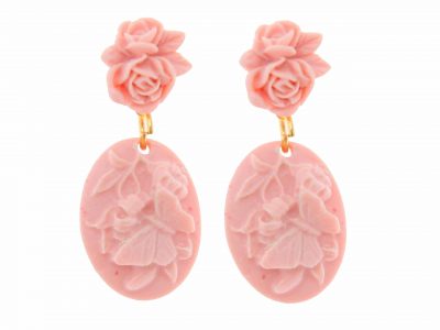 Pendiente de flamenca lágrima pequeña de resina color salmón