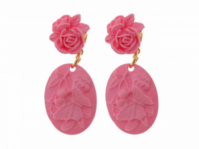 Pendiente de flamenca lágrima pequeña de resina color coral