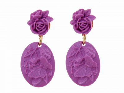 Pendiente de flamenca lágrima pequeña de resina color lila