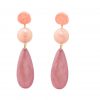 Pendiente de flamenca lágrima grande piedras nácar color salmón, beige y malva