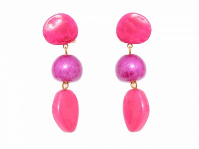 Pendiente de flamenca mediano piedras nácar color buganvilla y morado